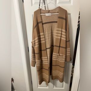 Long cardigan striped sweater - pockets - M/L